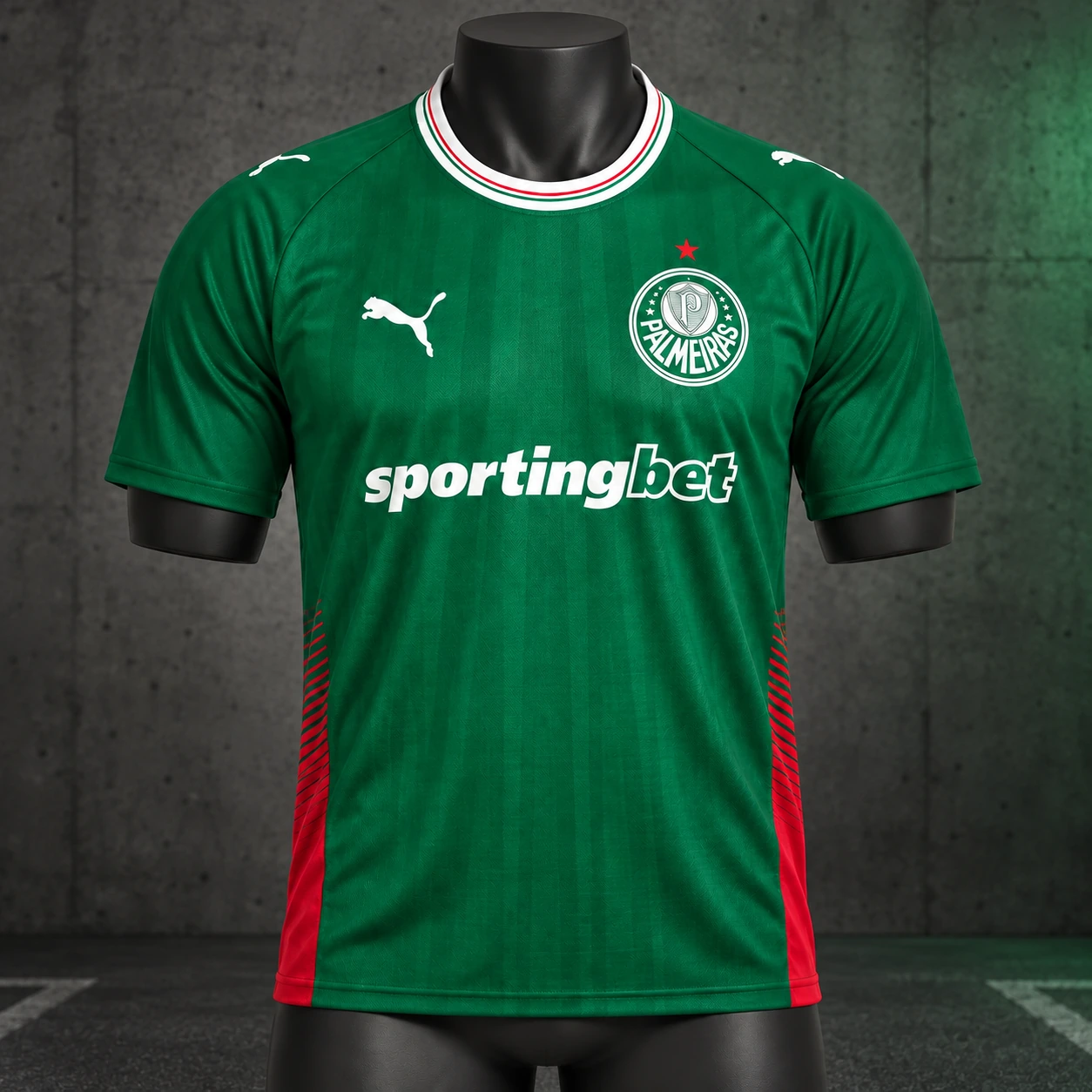 Imagem ilustrativa do manto de casa do Palmeiras em um manequim